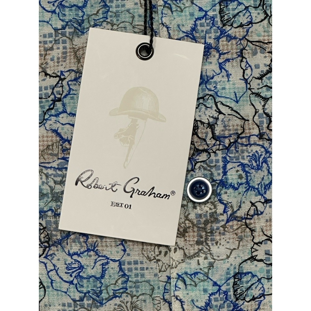 Robert Graham Radnor Floral Linen Blend Button Up Short Sleeve Shirt Men's Sz S - Picture 3 of 11